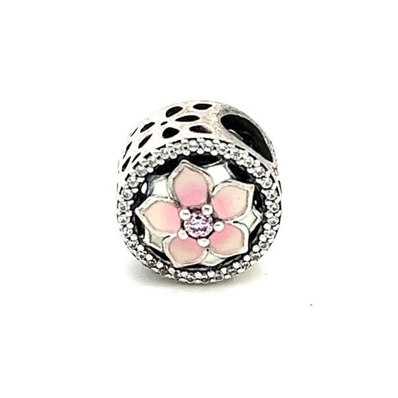 Pandora CZ Pale Cerise Magnolia Bloom Charm - Picture 1 of 5